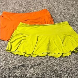 Lands End Bathing Suit Bottoms - (2) - Orange & Neon Yellow